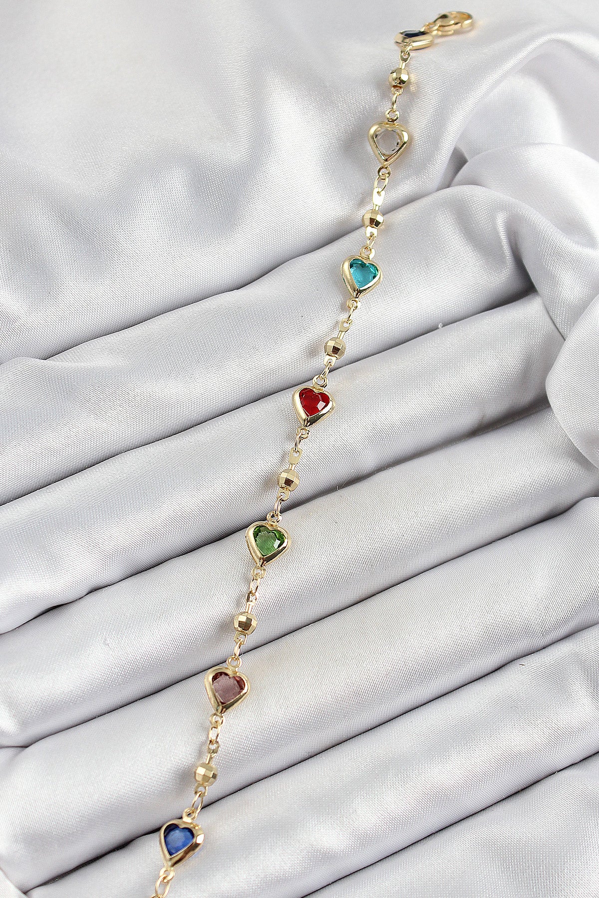 Brass Assorted Heart Model Gold Color Zircon Stone Women's Bracelet