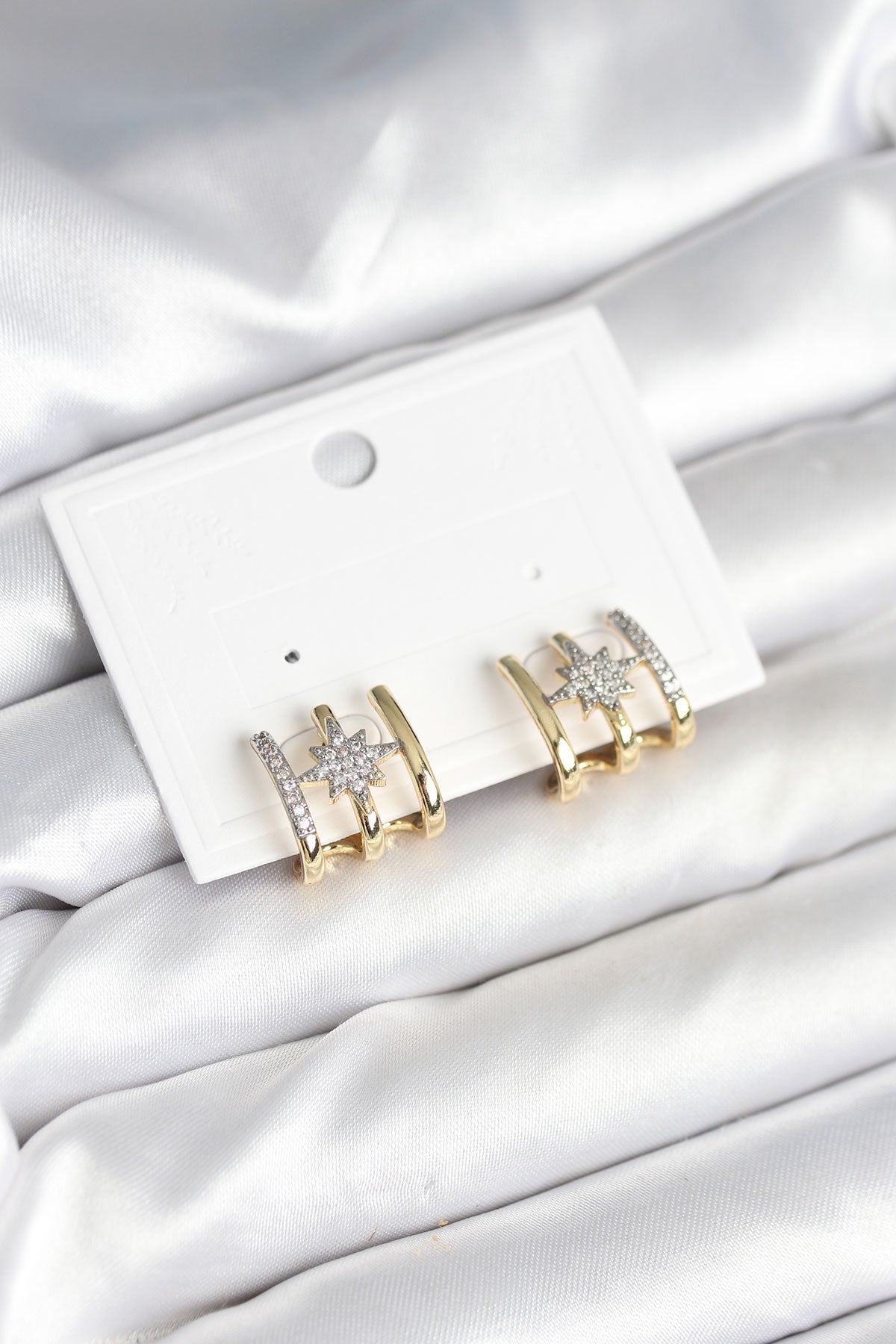 Gold-Tone North Star Ribbed Women's Earrings