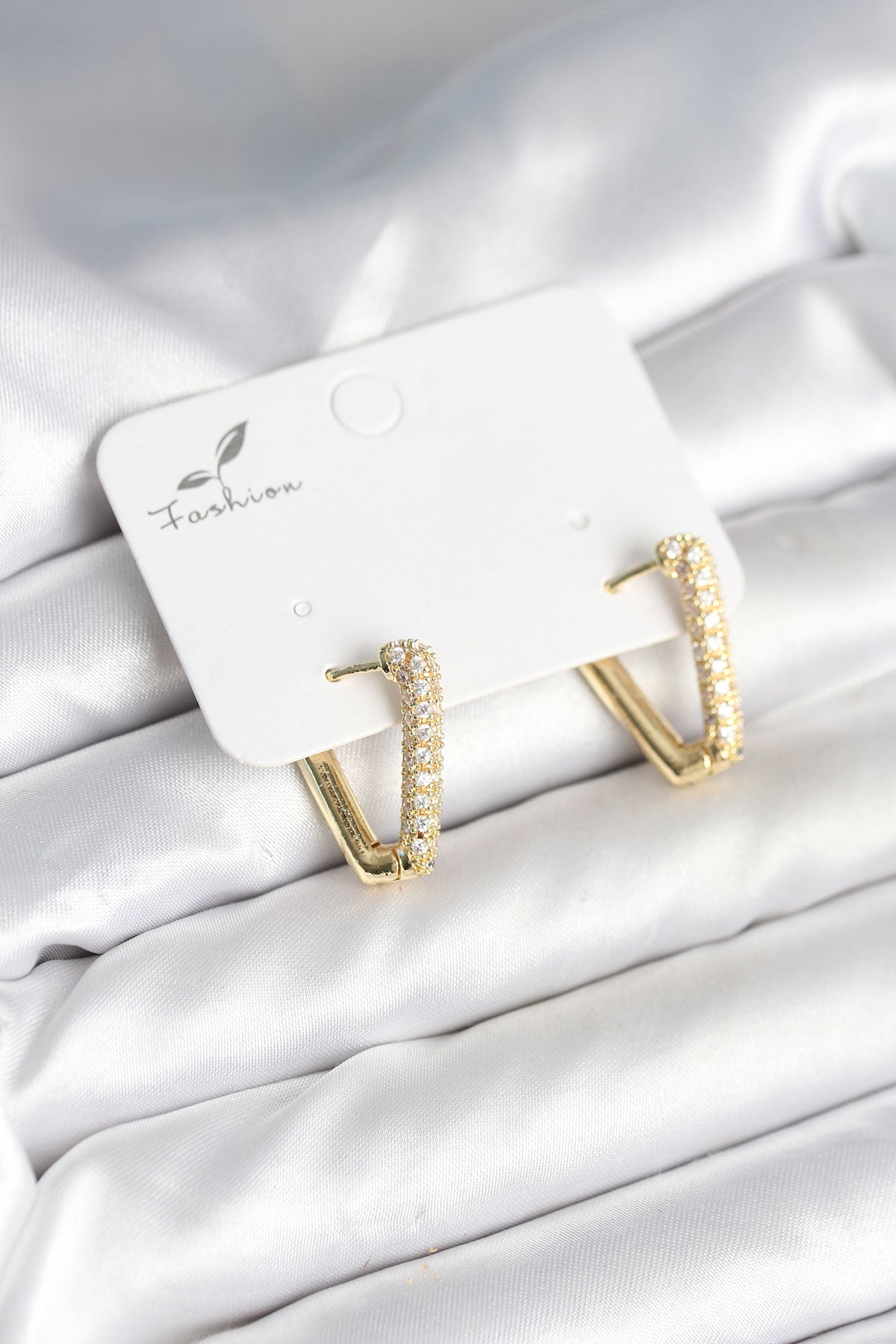 Triangle Women's Earrings with Zircon Detail