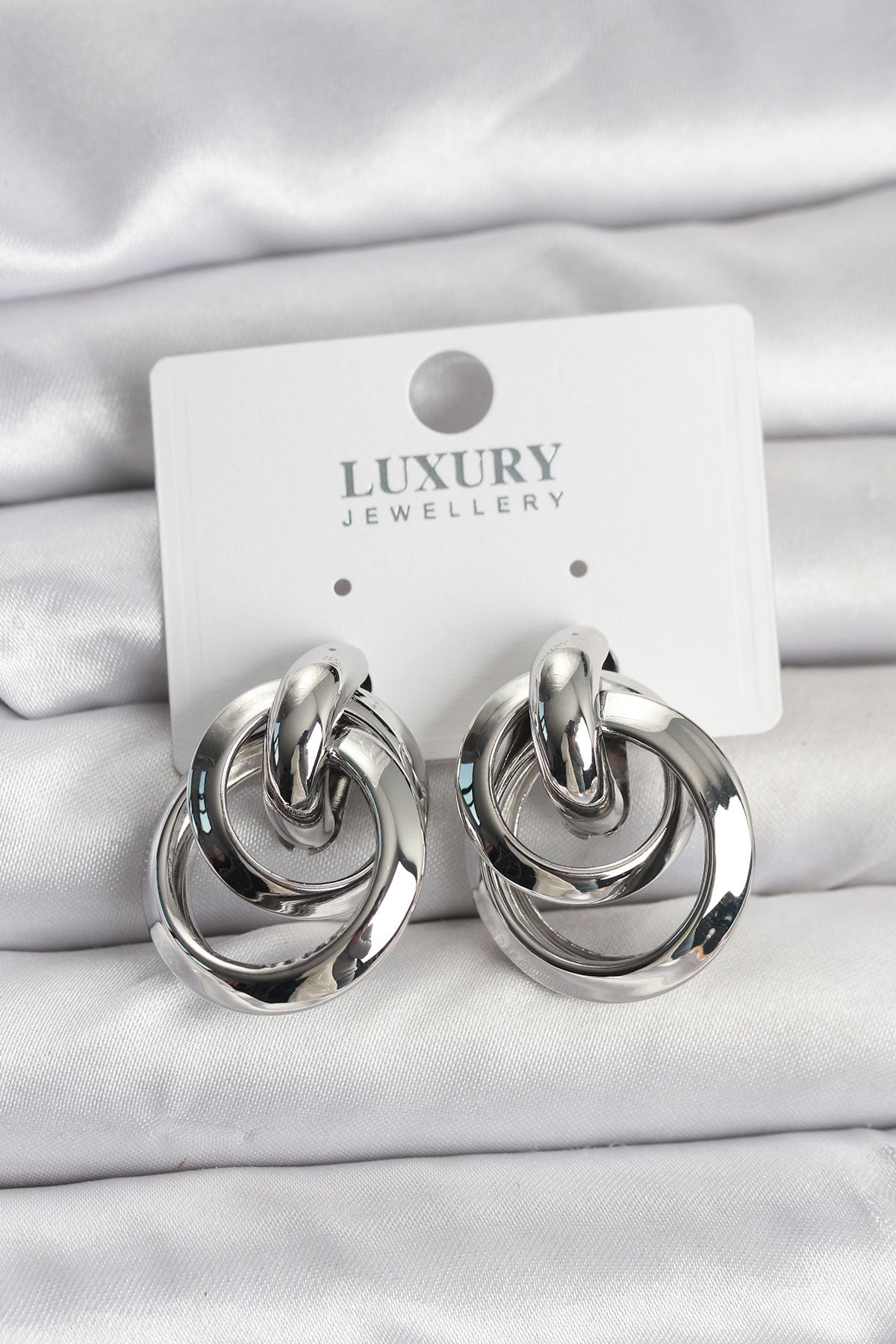 Brass Silver-Tone Women's Hoop Earrings
