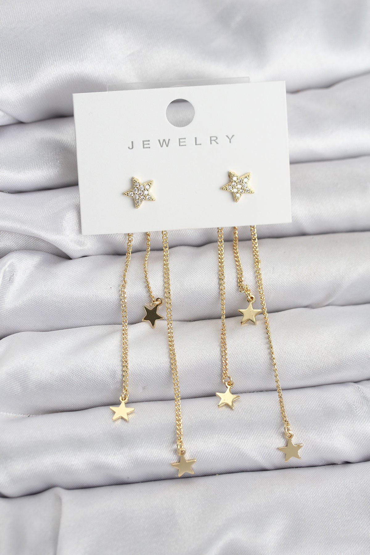 Brass Gold-Tone Star Dangle Women's Earrings