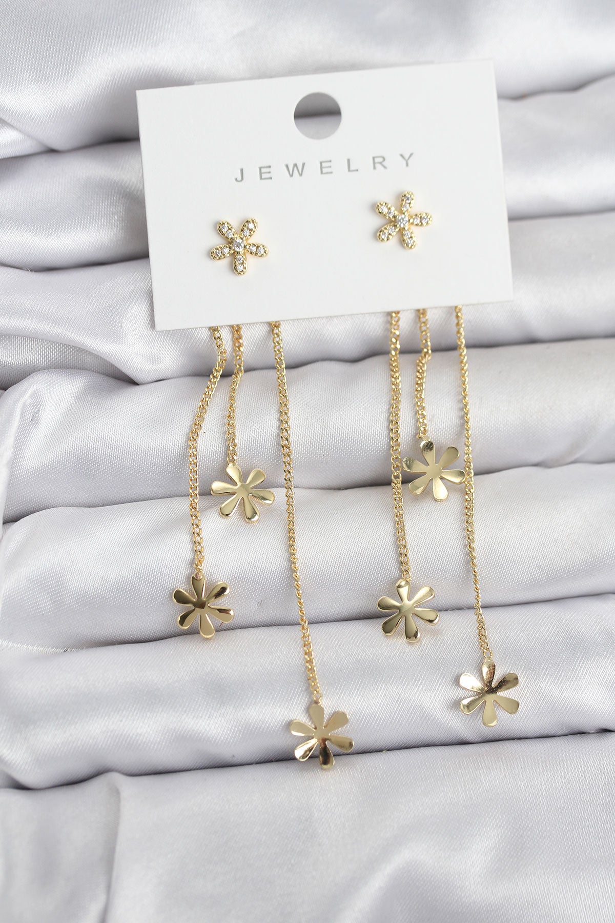 Brass Gold-Tone Daisy Dangle Women's Earrings
