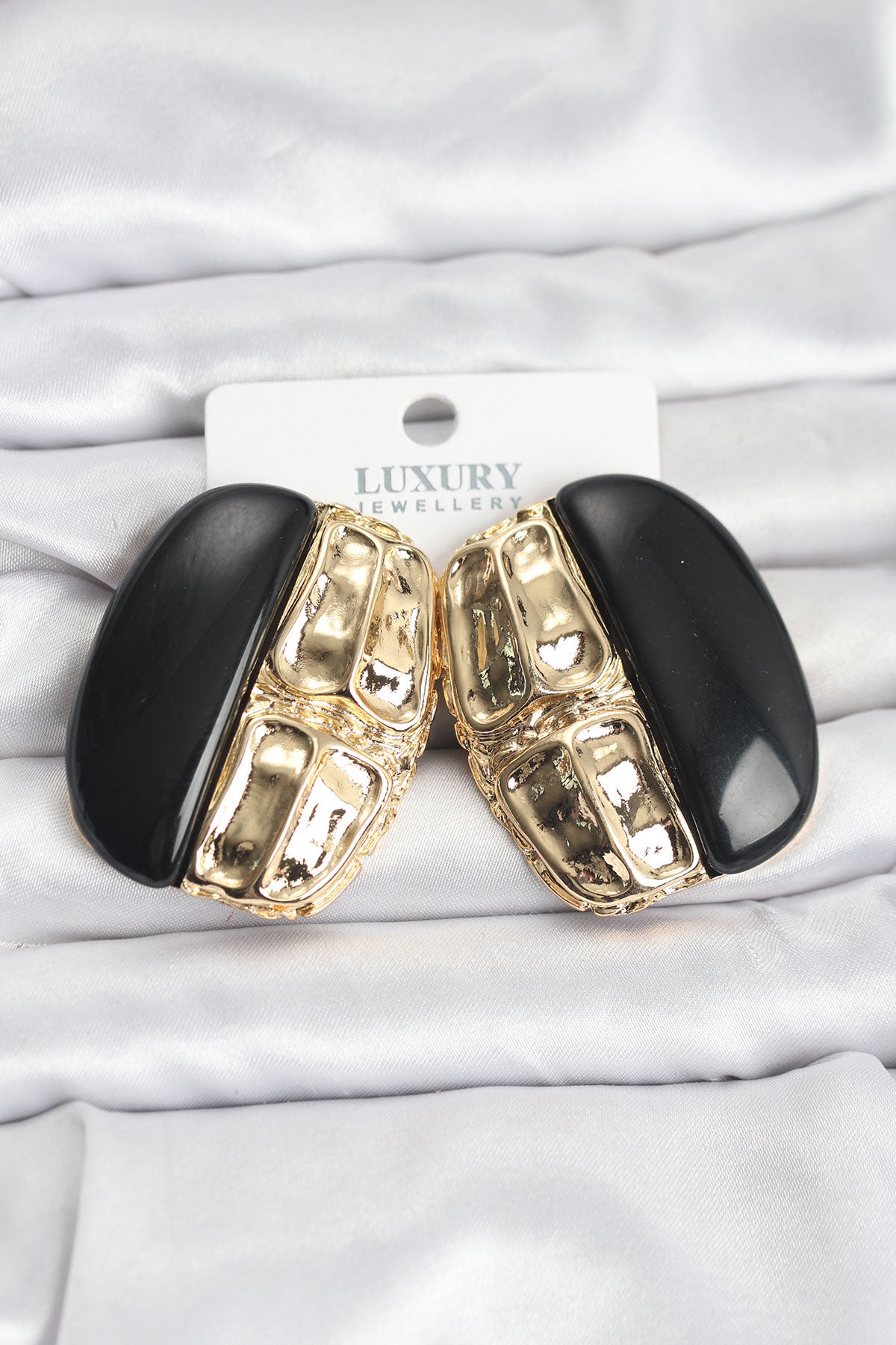 Brass Black Vintage-Inspired Women's Earrings