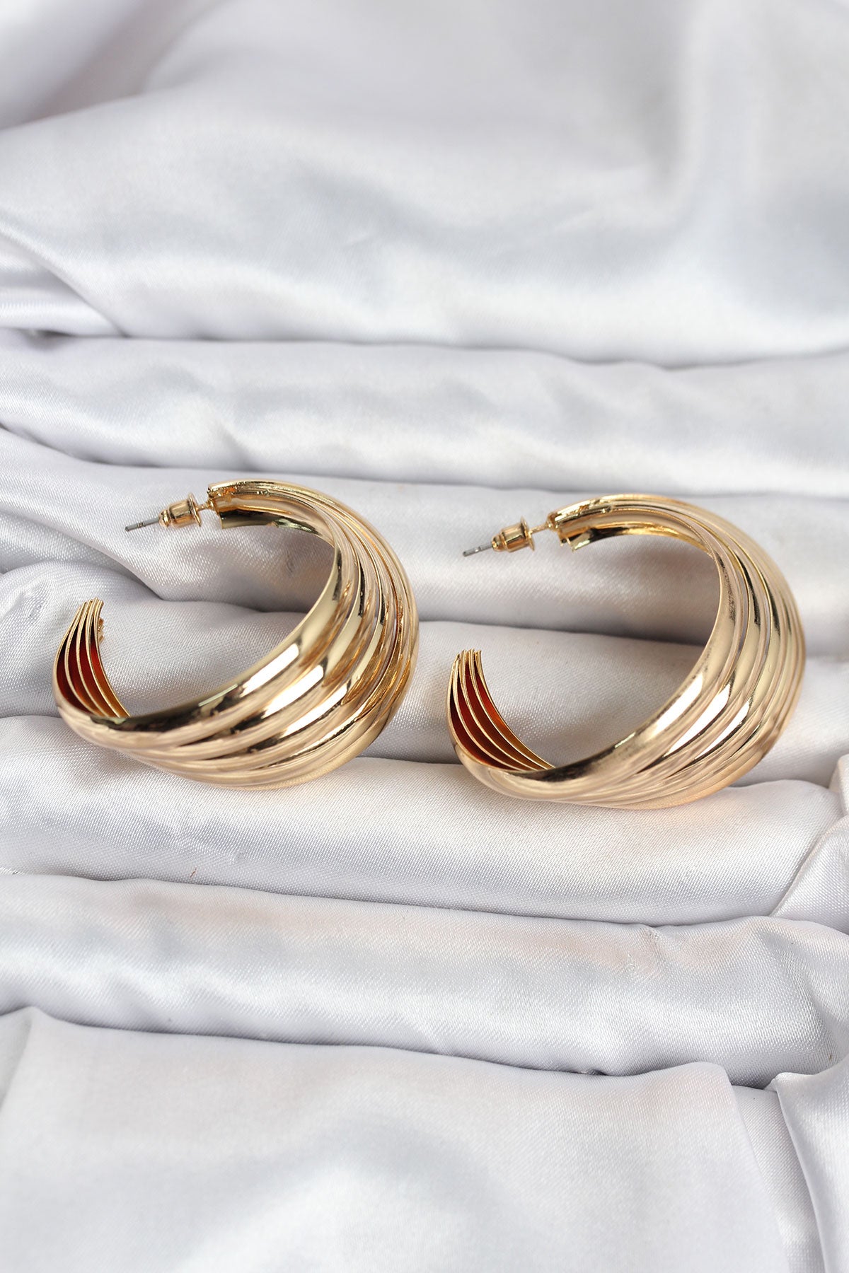 316L Stainless Steel Gold-Tone Half Hoop Earrings