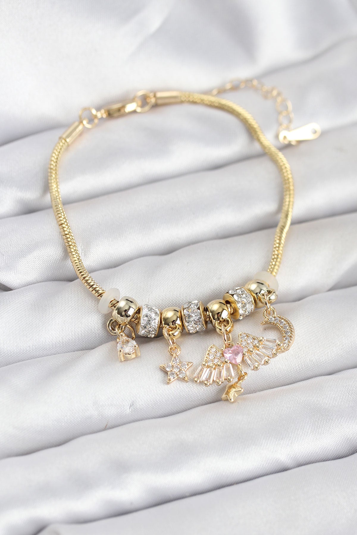 Brass Gold-Tone Charm Women's Bracelet