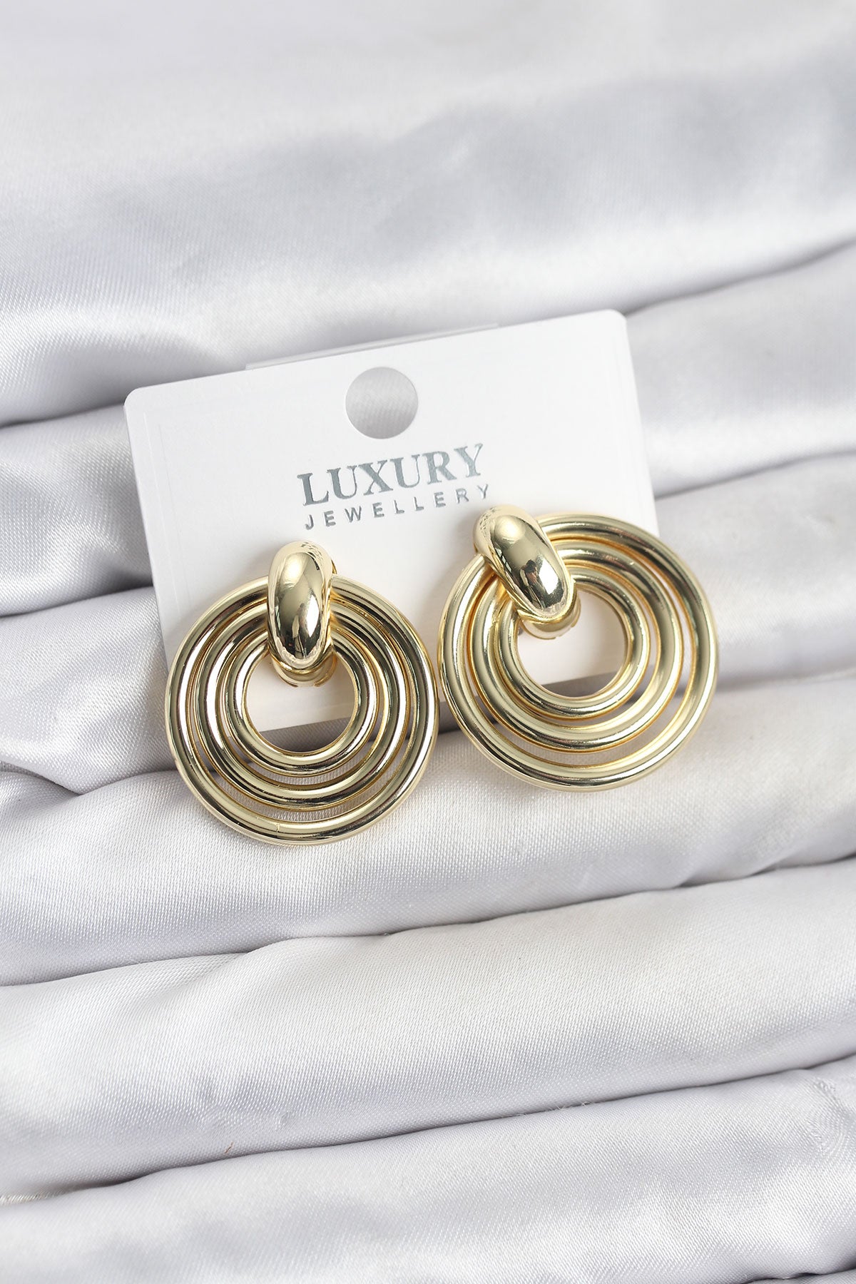 Brass Gold-Tone Vintage-Inspired Women's Earrings