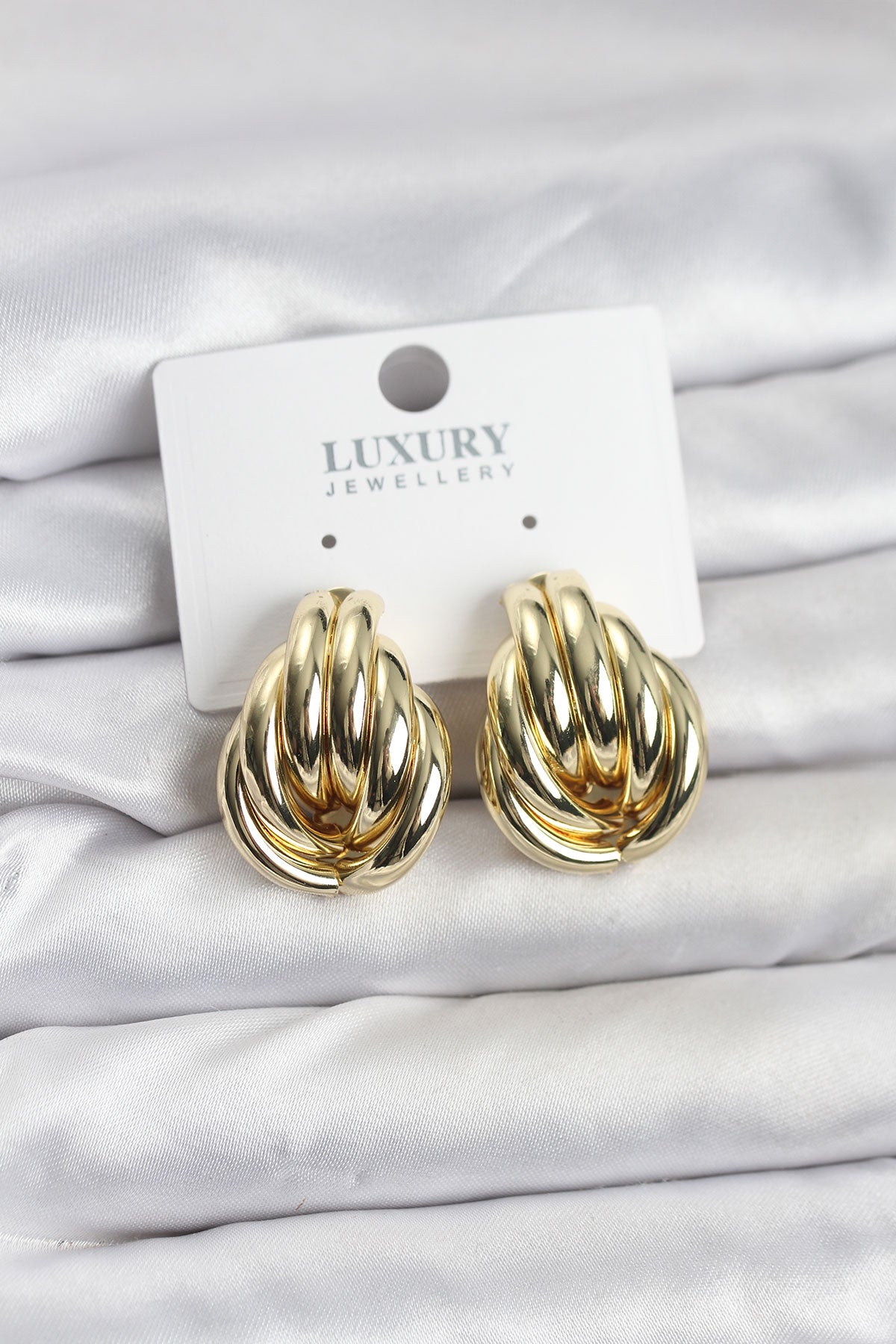 Brass Gold-Tone Vintage-Inspired Women's Earrings