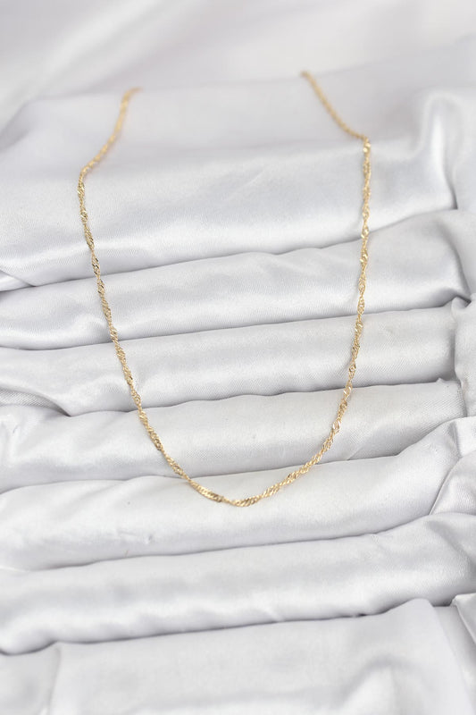 CM 14K Gold Renk Pirinç Ezme Burgu Model Kadın Kolye