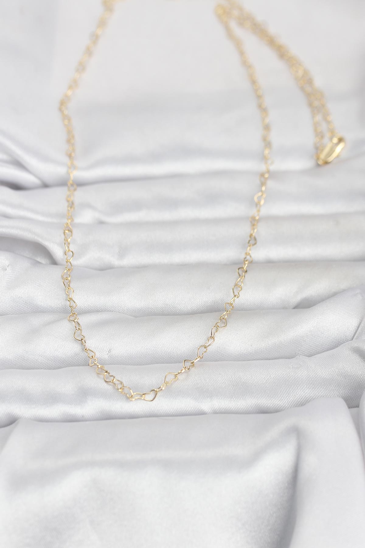 CM 14K Gold Renk Kalp Zincirli 60 cm Kadın Kolye