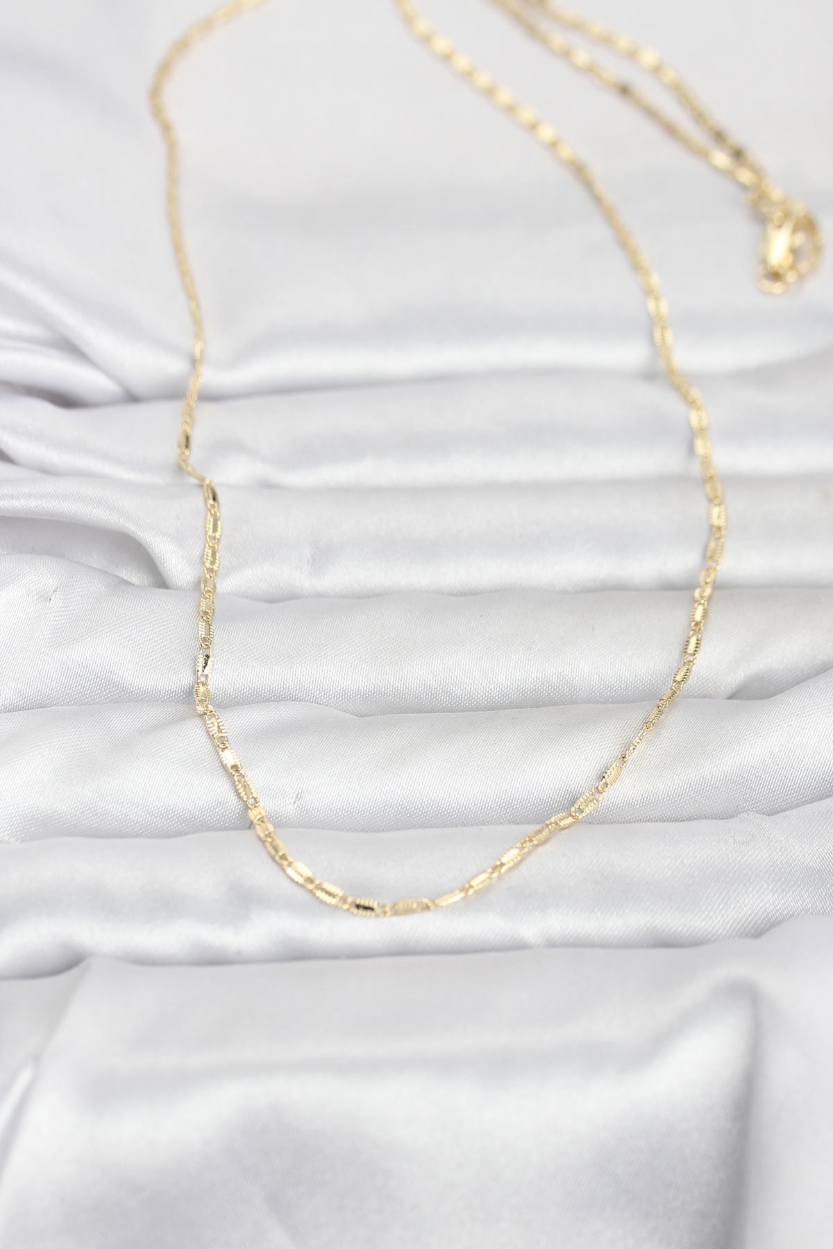 CM 14K Gold Renk Lazerli Zincir Model 60 cm Kadın Kolye