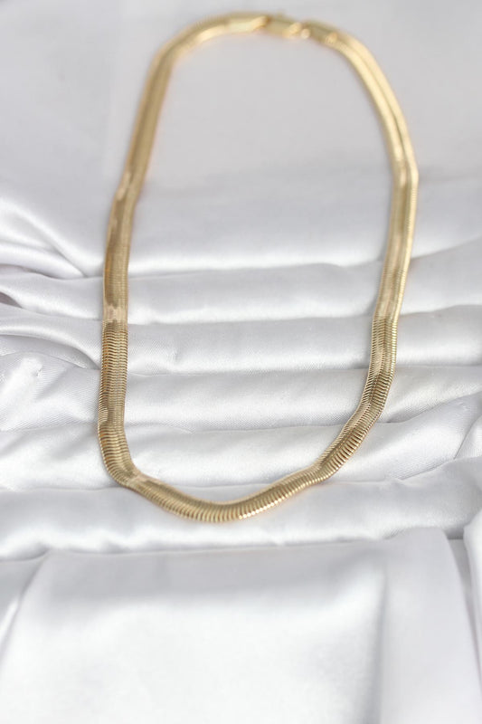 CM 14K Gold Renk Kalın Yassı Yılan Zincir Model 45 cm Kadın Kolye