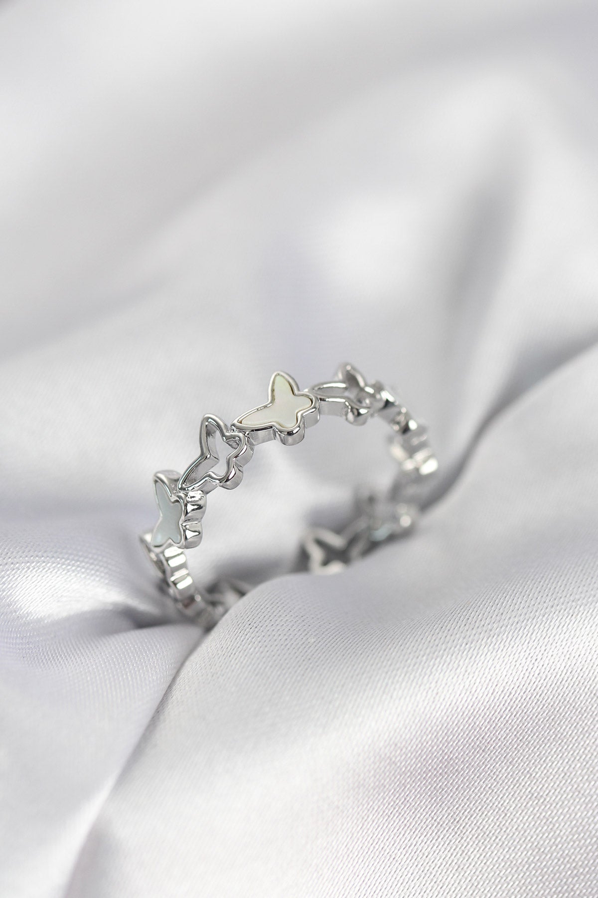 Brass Silver-Tone Butterfly Women's Ring