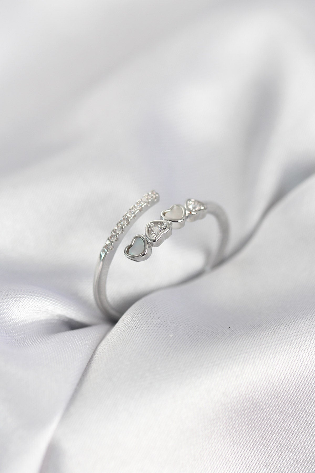 Silver-Tone Minimalist Women's Ring with Zircon Detail