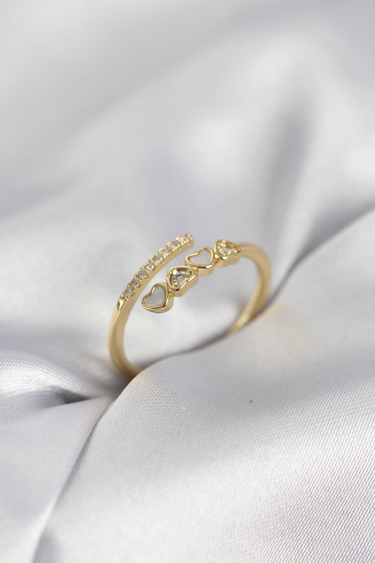 Gold-Tone Minimalist Women's Ring with Zircon Detail