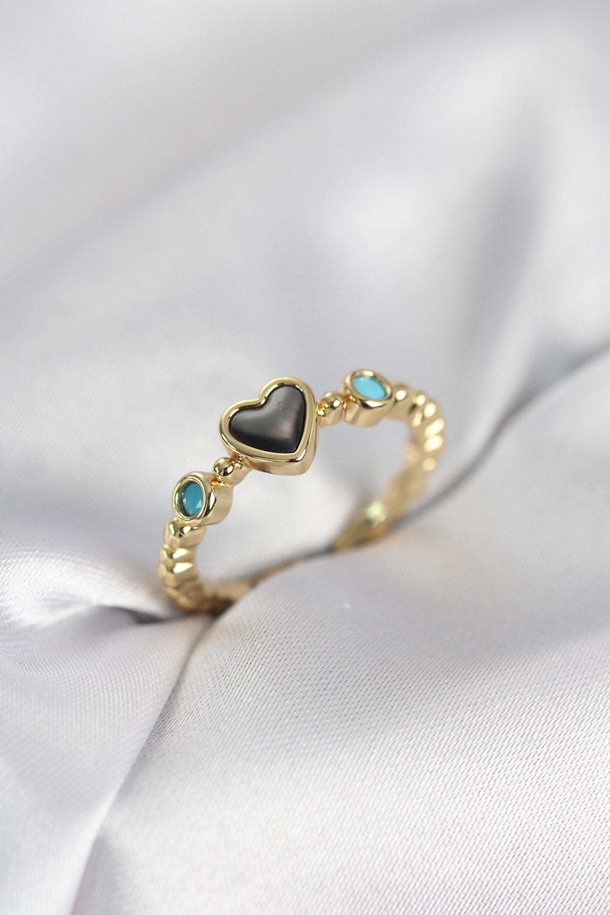 Gold-Tone Hematit with Stone Detail Women's Ring