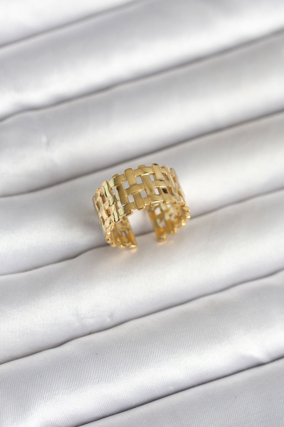 316L Stainless Steel Gold-Tone Hasır Women's Ring