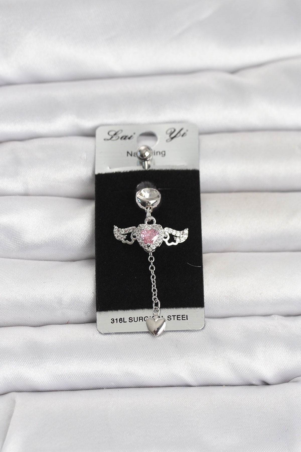Winged Heart Navel Piercing – 316L Stainless Steel