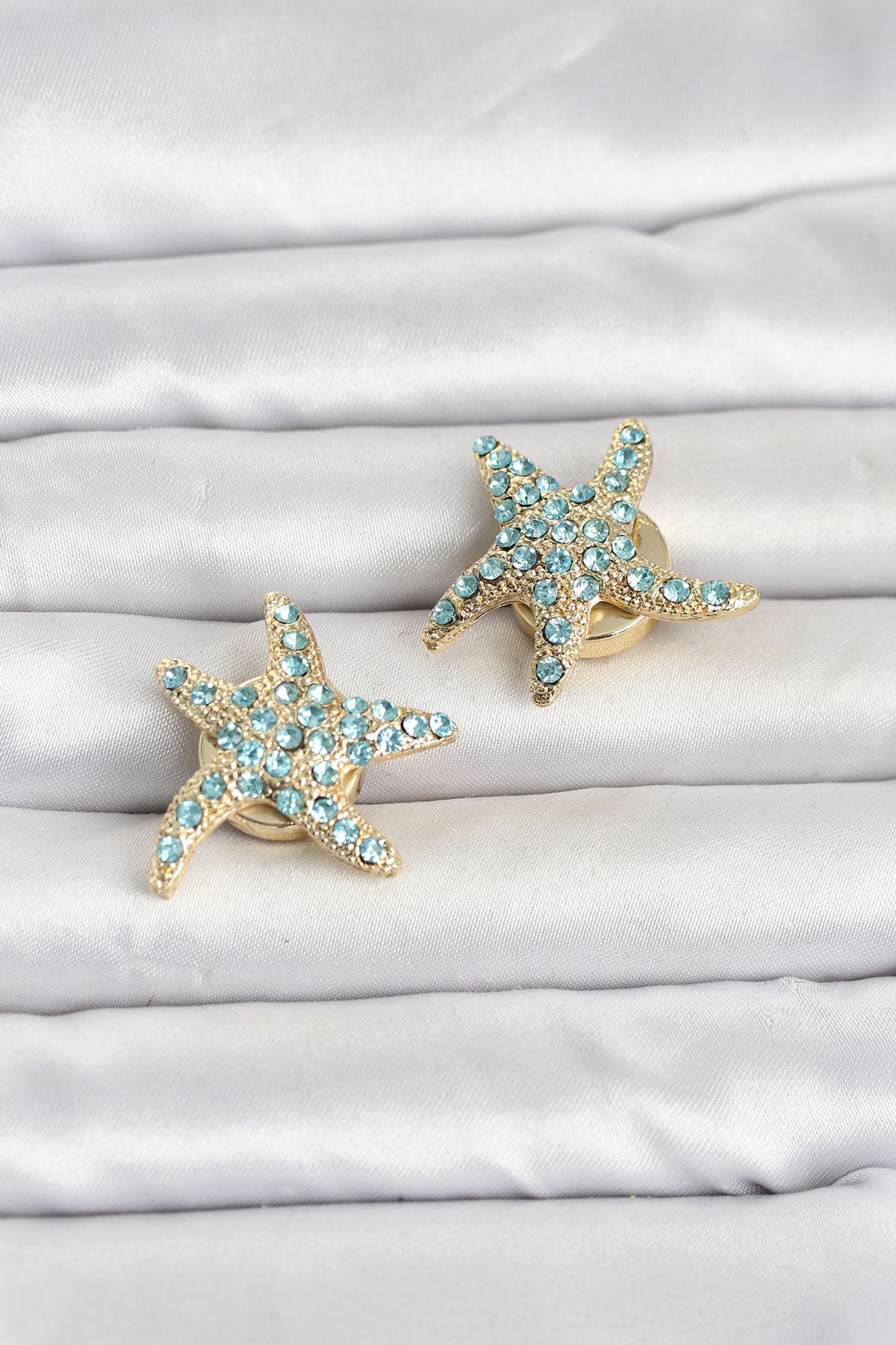 Blue Zircon Starfish Brooch Pin