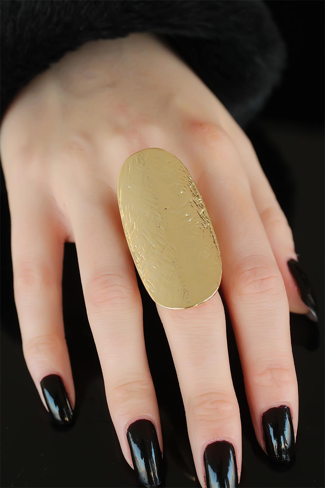 Gold Color Ellipse Women's Adjustable Ring