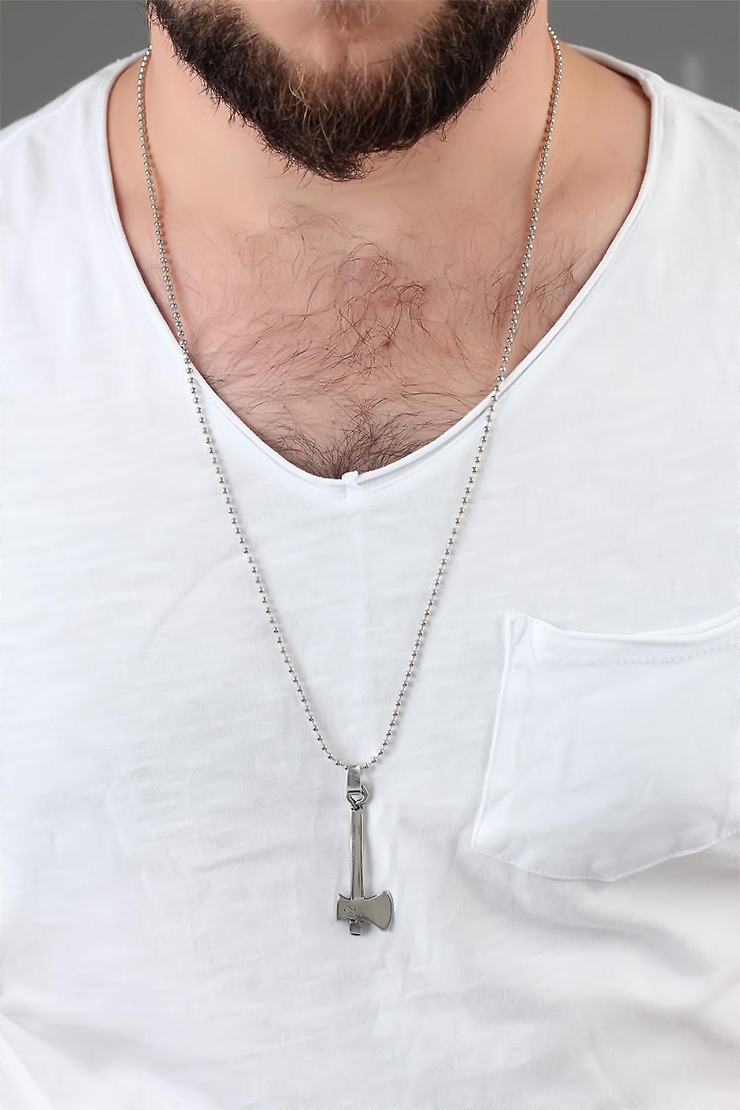 Silver Color Axe Men's Necklace