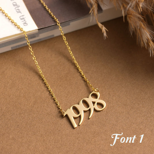 Personalized Number Necklace: Brass Lucky Date Pendant