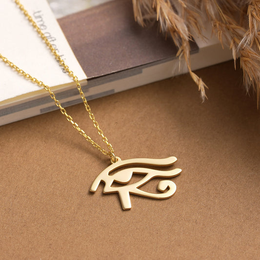 Dainty Eye of Ra Necklace: Brass Horus Pendant