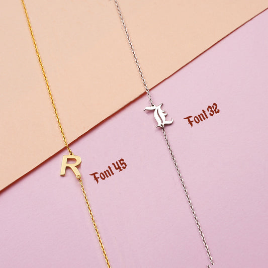 Personalized Initial Necklace: Brass with Gold or Silver Finish, Custom Letter Pendant