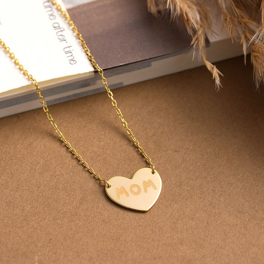 Personalized Brass Heart Necklace: Custom Engraved Charm
