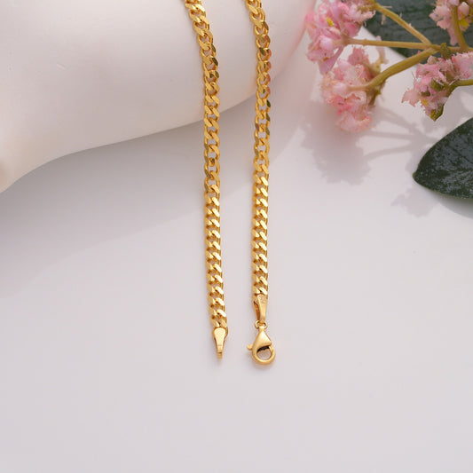 Gold-Plated Brass Chain Necklace: Curb, Cuban, Figaro