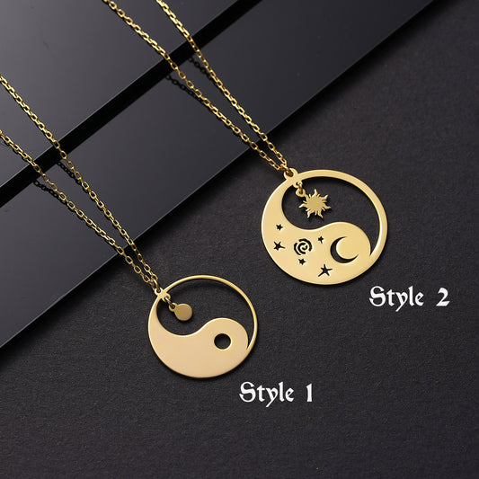 Celestial Yin Yang Necklace: Brass Charm Pendant