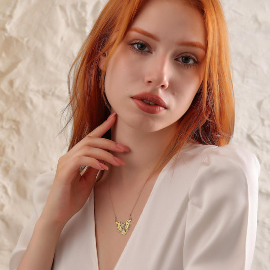 Fallen Angel Necklace: Gothic Halloween Jewelry, Brass with Gold or Silver Finish