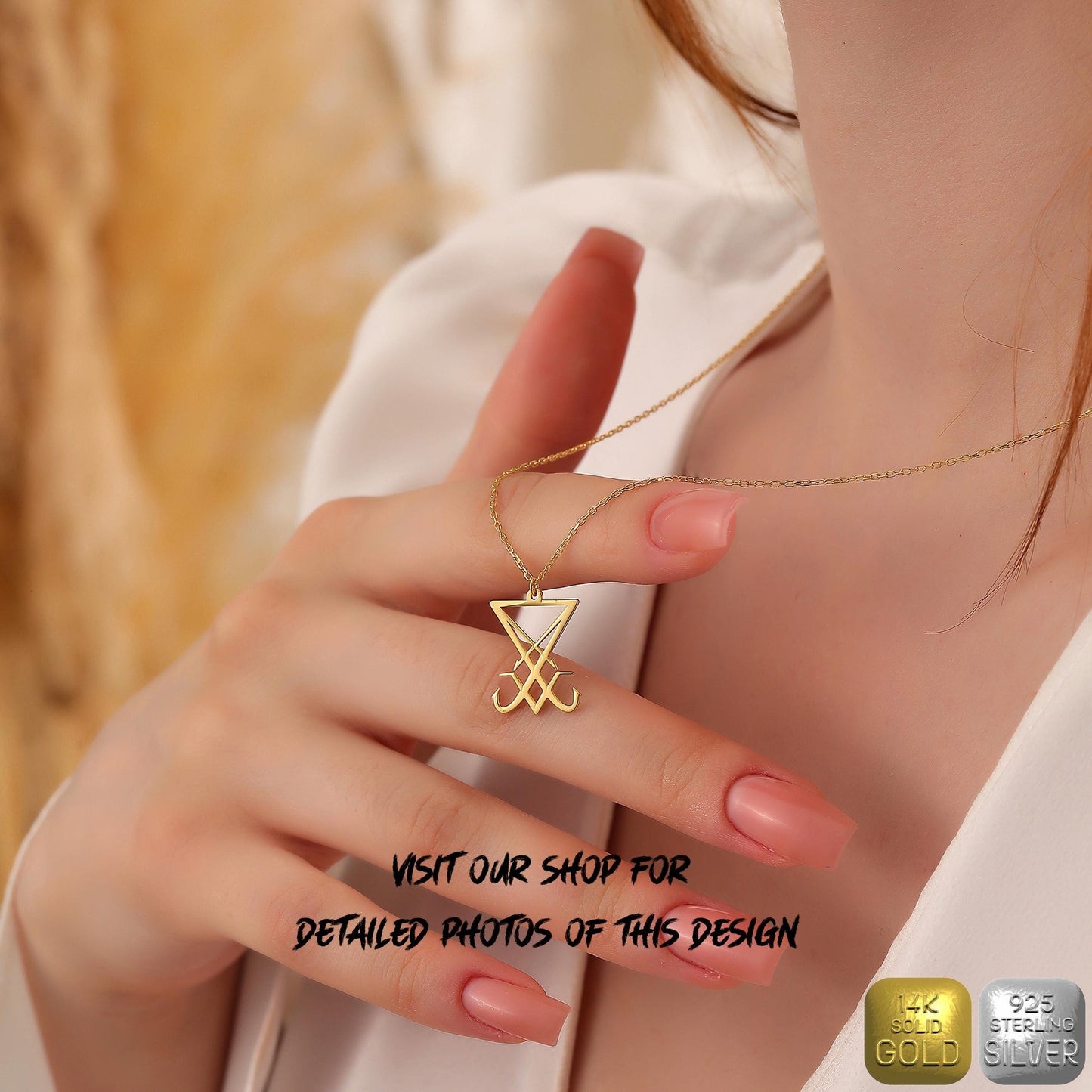 Anarchy Sign Necklace: 925 Sterling Silver or 14K Solid Gold, Y2K Jewelry