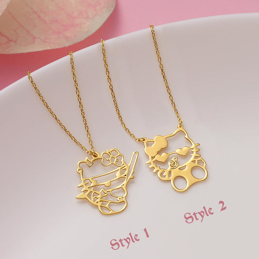 Halloween Brass Necklace, Gold-Plated, Custom Goth Jewelry