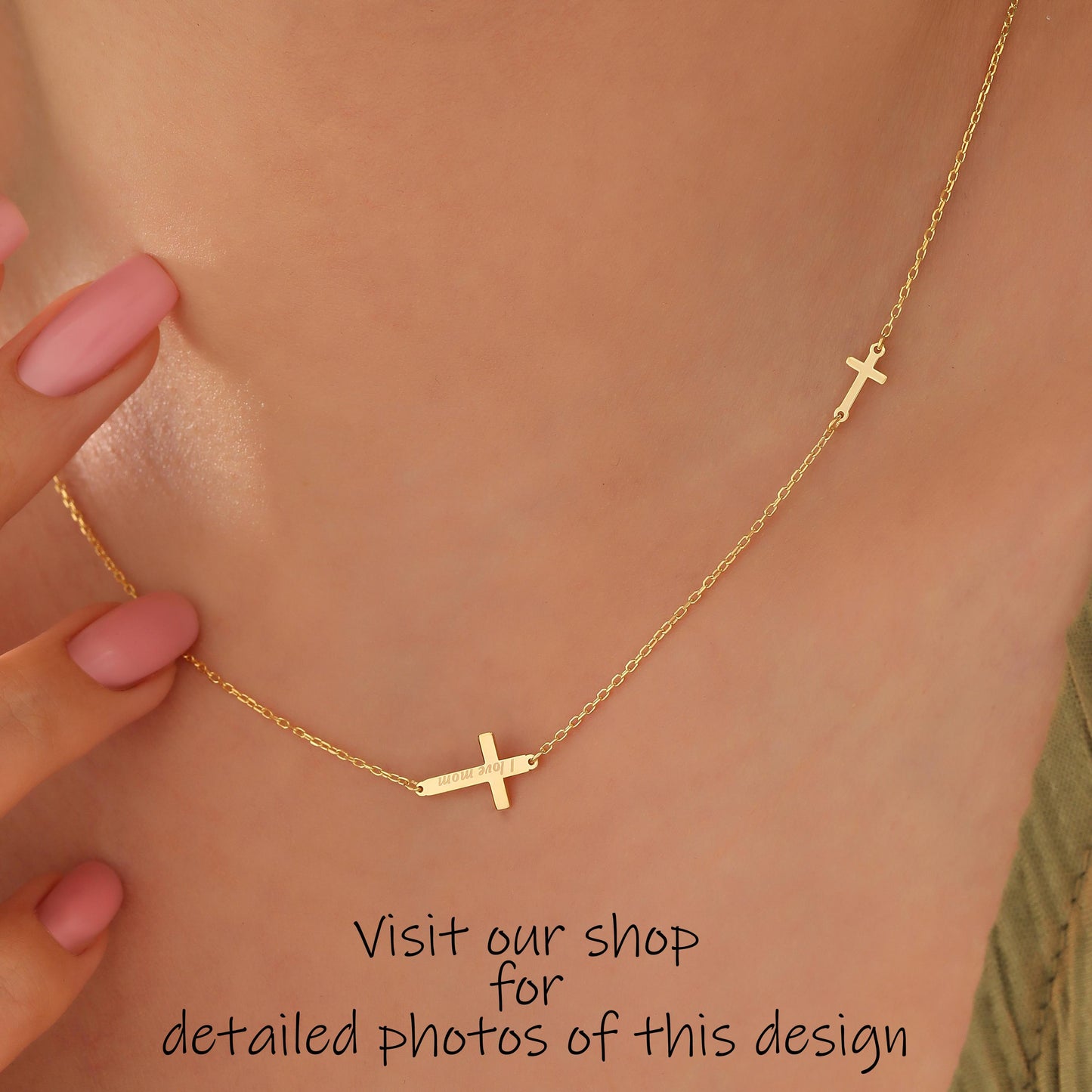 Dainty Cross Necklace: Sterling Silver or 14K Gold Pendant