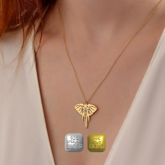 Brass Elephant Pendant Necklace: Dainty Animal Jewelry