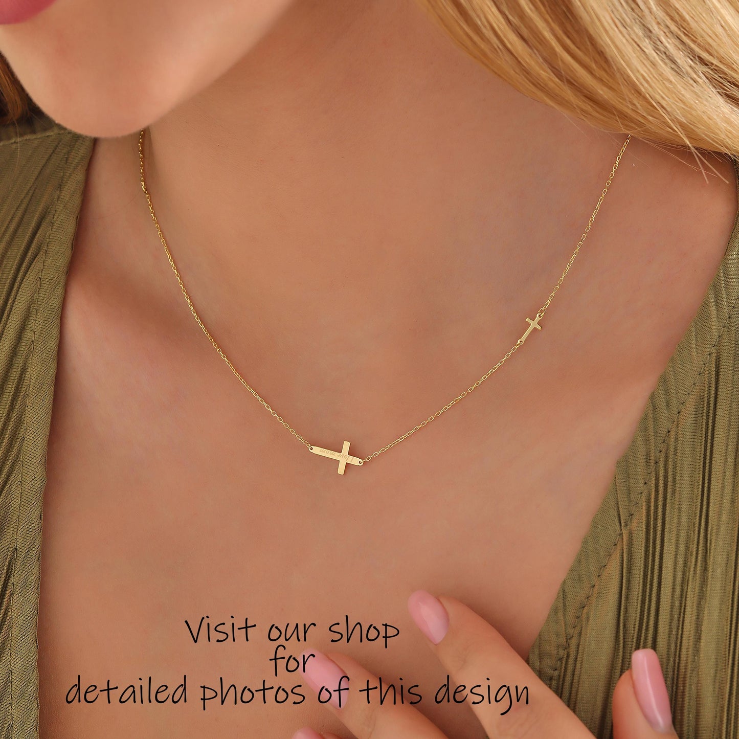Personalized Cross Necklace: Gold or Silver Protection Gift, Unisex Charm