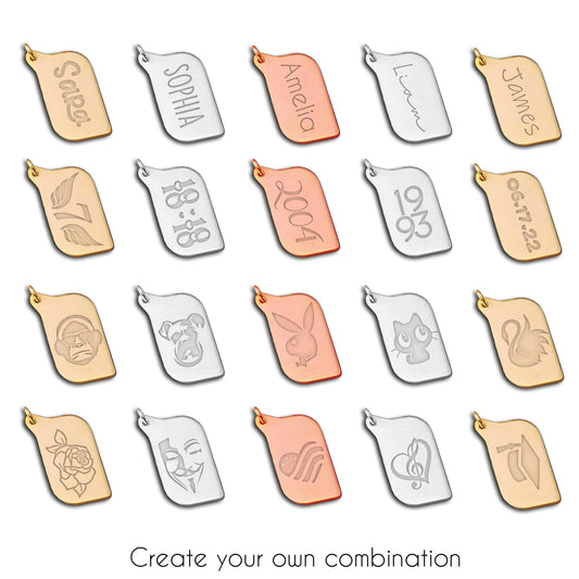 Personalized Name Tag Necklace: Brass with Gold or Silver Finish Pendant