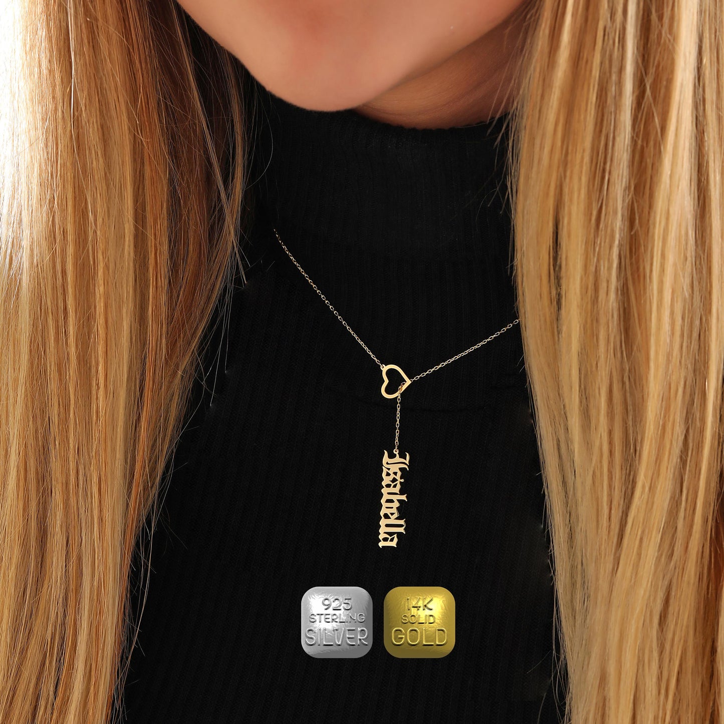 Sterling Silver Heart Necklace: Dainty Charm Pendant, Gold or Silver