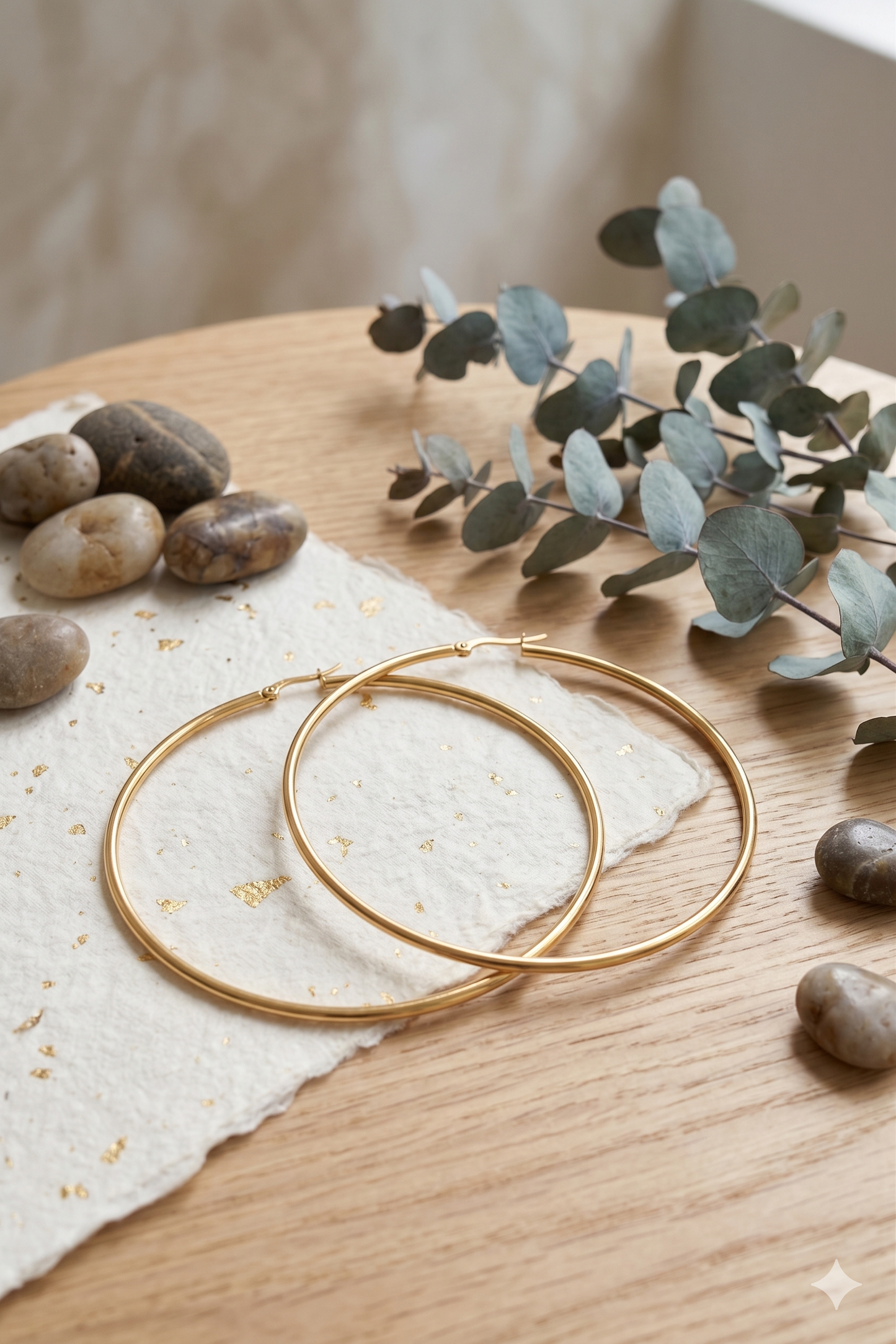 316L Stainless Steel Gold-Tone Women's Hoop Earrings