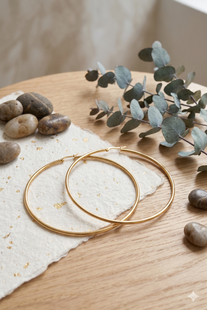 316L Stainless Steel Gold-Tone Women's Hoop Earrings