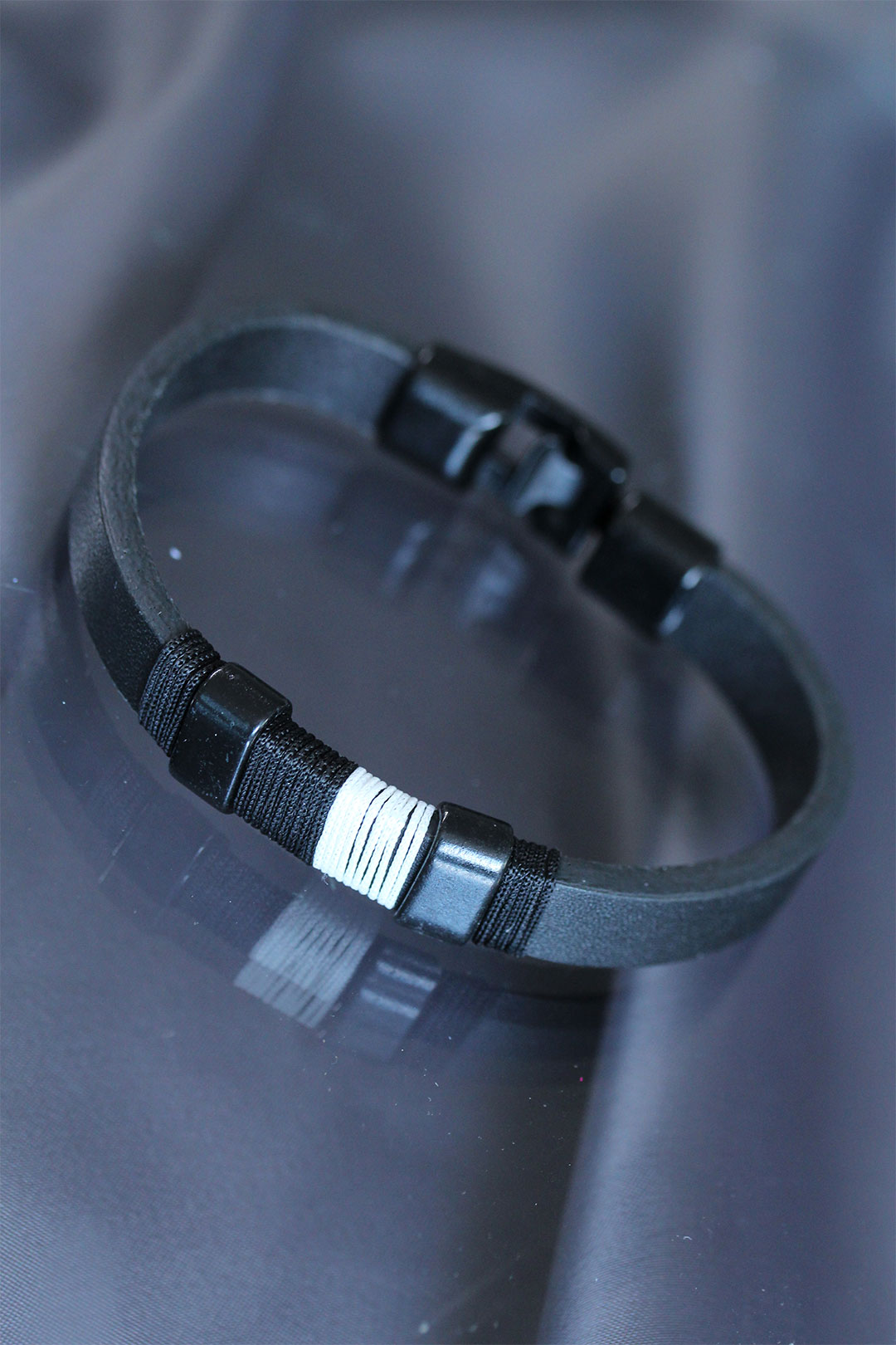 Black and White Leather Bracelet