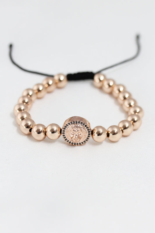 Rose Renk Çelik Zirkon Objeli Asansörlü Bileklik