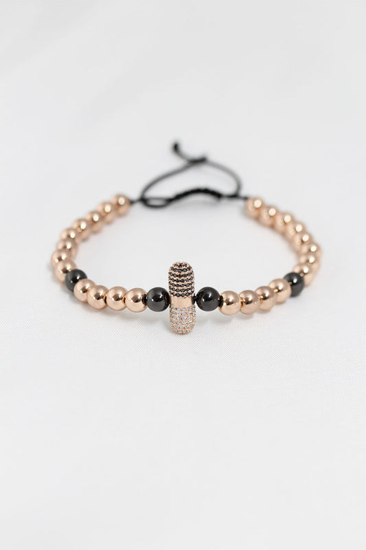 Rose Renk Çelik Zirkon Objeli Asansörlü Bileklik