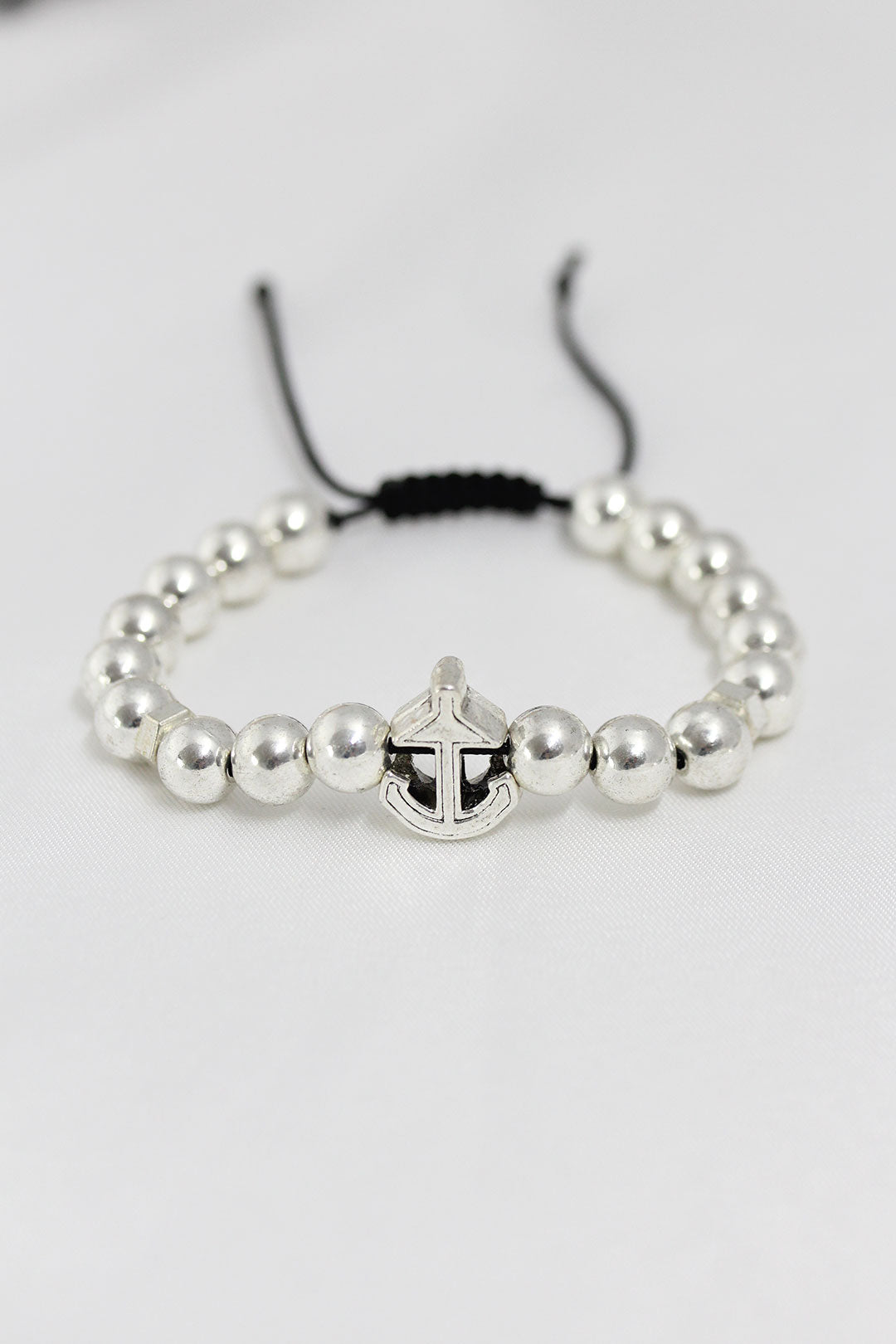 Silver Color Anchor Figured Elevator Men's Bracelet