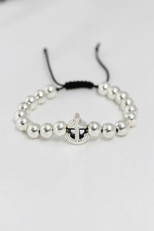 Silver Color Anchor Figured Elevator Men's Bracelet