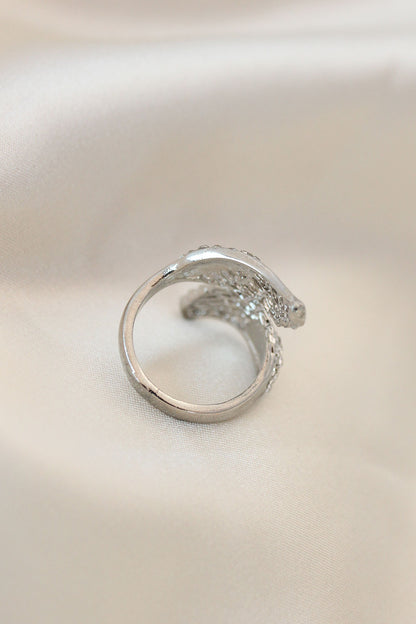 Adjustable Silver Color Metal Zircon Stone Wing Ring