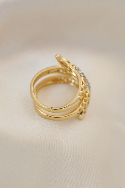 Ayarlamalı Altın Renk Metal Zirkon Taşlı Yüzük