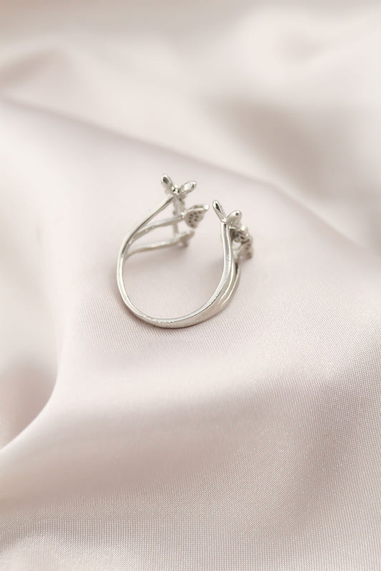Silver Color Metal Butterfly Model Women's Ring