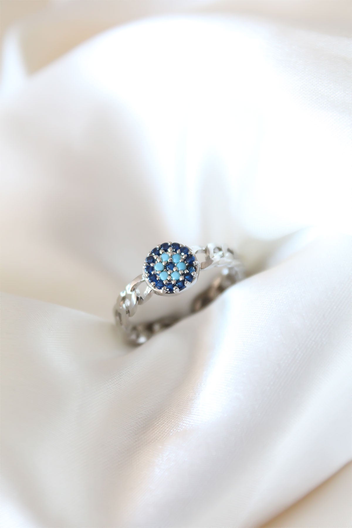 Zircon Stone Evil Eye Silver Plated Women's Ring