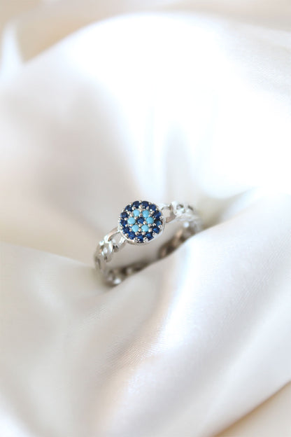 Zircon Stone Evil Eye Silver Plated Women's Ring